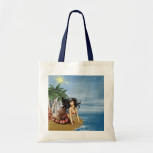 Meerjungfrau auf Strand-kleiner Taschen-Tasche Tragetasche