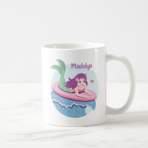 Meerjungfrau Auf Surfboard Reitet Die Wellen Perso Kaffeetasse