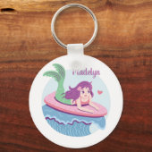 Meerjungfrau auf Surfbretter die Waves Personalisi Schlüsselanhänger (Vorderseite)
