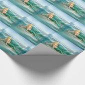 Meerjungfrau auf Ufer mit Aqua-Wellen und Seemöwen Geschenkpapier (Ecke)