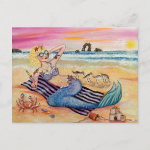 Meerjungfrau auf Urlaub Postkarte