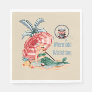 Meerjungfrau-Aufpassen - Sommer auf dem Strand Serviette