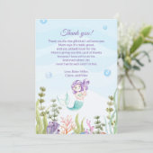 Meerjungfrau-Baby-Dusche danken Ihnen, lila Blau Dankeskarte (Stehend Vorderseite)