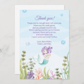 Meerjungfrau-Baby-Dusche danken Ihnen, lila Blau Dankeskarte (Vorne/Hinten)