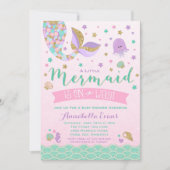 Meerjungfrau-Baby-Duschen-Einladungs-Rosa-lila Einladung (Vorderseite)
