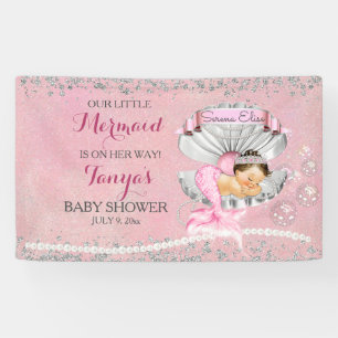 Meerjungfrau Baby Mädchen Rosa Muschel Perlen Seep Banner