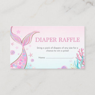 Meerjungfrau-Baby-Shower-Windel-Raffle  Begleitkarte