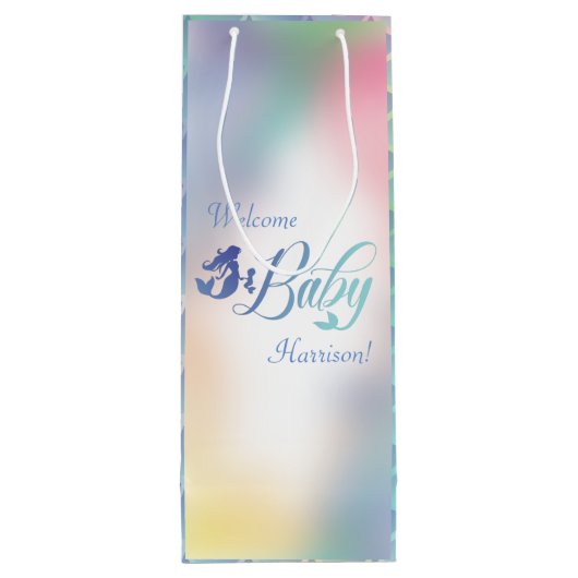 Meerjungfrau-Babydusche Geschenktüte Für Weinflaschen (Rückseite)