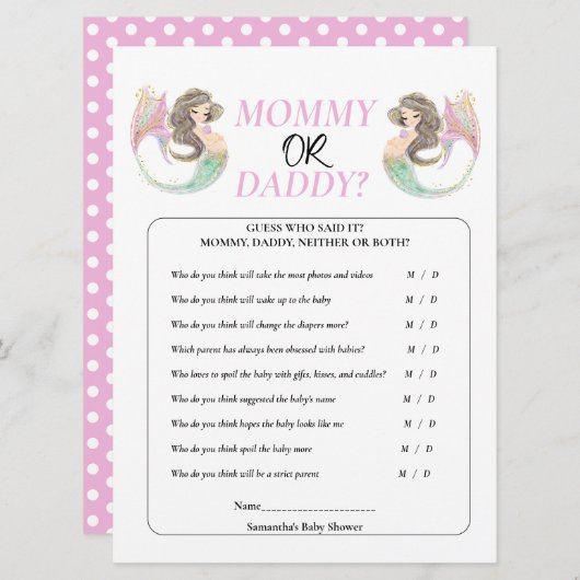 Meerjungfrau-Babydusche unter dem Meerammeltier Einladung (Vorne/Hinten)