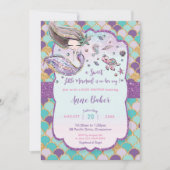 Meerjungfrau-Babydusche unter dem Meeresbewohner-M Einladung (Vorderseite)