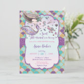 Meerjungfrau-Babydusche unter dem Meeresbewohner-M Einladung (Stehend Vorderseite)