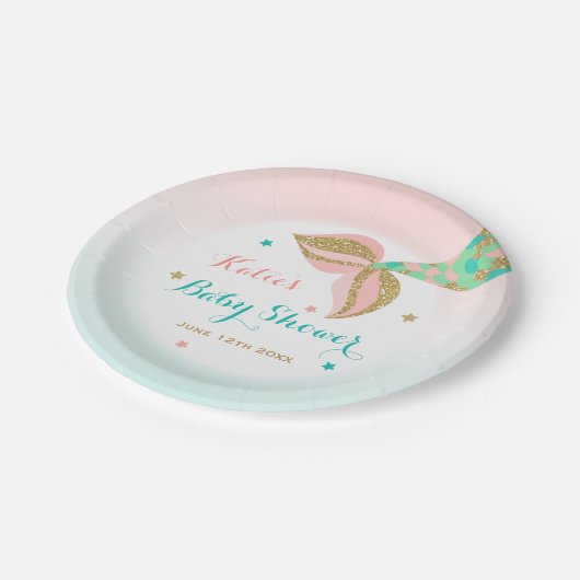 Meerjungfrau-Babyparty-Pappteller 7" Pappteller (Schrägansicht)