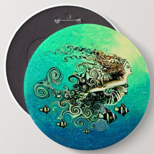 Meerjungfrau Baden mit Fisch Button (Vorne & Hinten)
