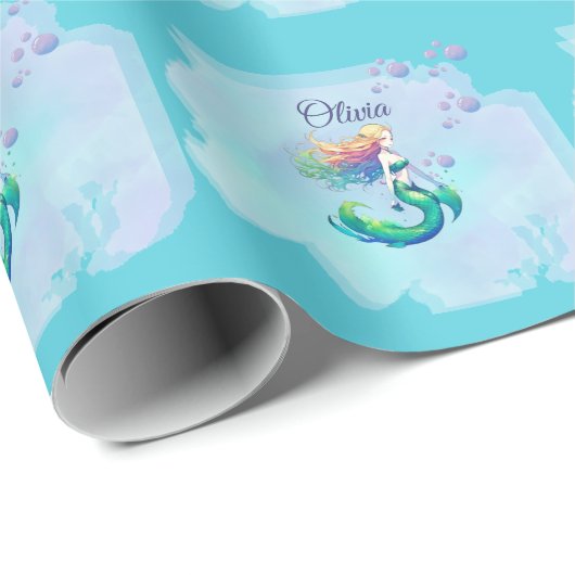 Meerjungfrau Birthday Geschenkpapier (Rolleneckpunkt)