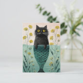 Meerjungfrau Black Kitty Postkarte (Stehend Vorderseite)