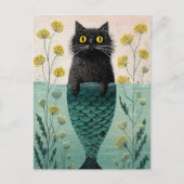 Meerjungfrau Black Kitty Postkarte (Vorderseite)