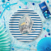 Meerjungfrau-blauer und weißer pappteller (Party)