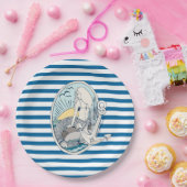 Meerjungfrau-blauer und weißer pappteller (Party)