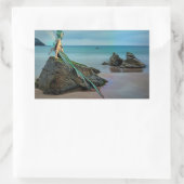 Meerjungfrau Blick auf den Ozeansticker Rechteckiger Aufkleber (Tasche)