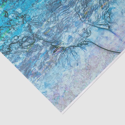 Meerjungfrau Blue Nautical Ocean Waves Decoupage Seidenpapier (Ausschnitt)