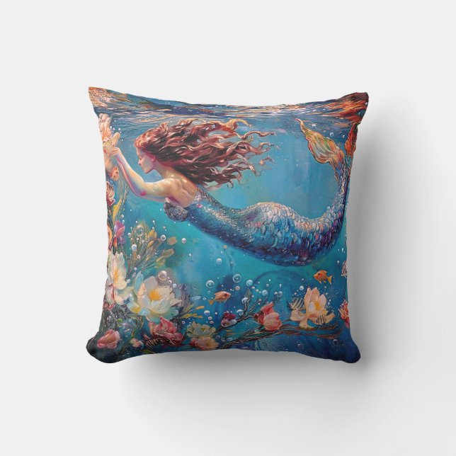 Meerjungfrau Blume Außenwirbelkissen Kissen (Vorderseite)