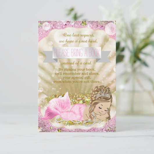 Meerjungfrau bringt Babydusche mit. Einladung (Stehend Vorderseite)