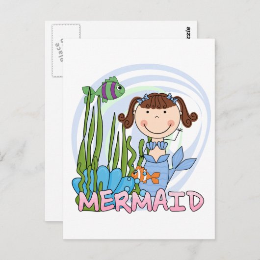 Meerjungfrau - Brünette Hemden und Geschenke Postkarte (Vorne/Hinten)