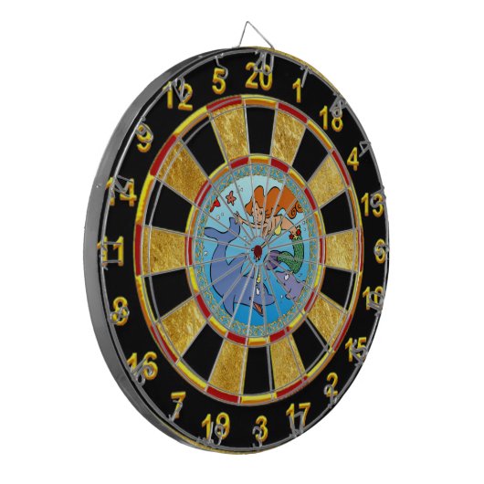 Meerjungfrau-Comic-Unterwasser-Delphin-Kunstwerk Dartscheibe (Vorderseite Links)