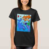 Meerjungfrau-Comic-Unterwasser-Delphin-Kunstwerk T-Shirt (Vorderseite)