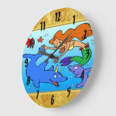 Meerjungfrau-Comic-Unterwasser-Delphin-Werk Art. 1 Große Wanduhr (Winkel)