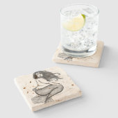 Meerjungfrau Coster Steinuntersetzer (Seitenansicht)