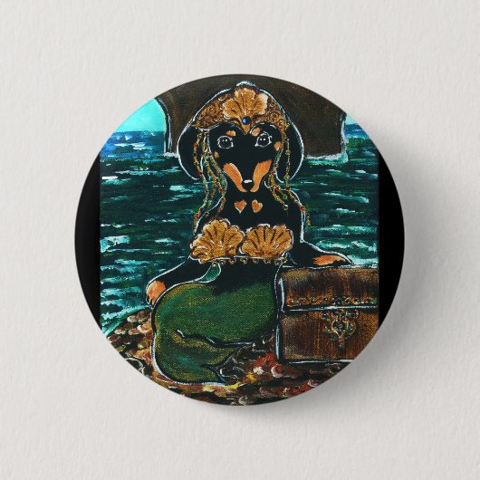 Meerjungfrau-Dachshund Button (Vorderseite)