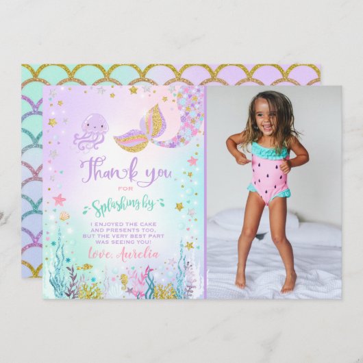 Meerjungfrau danken Ihnen, unter dem Meer zu Dankeskarte (Vorne/Hinten)