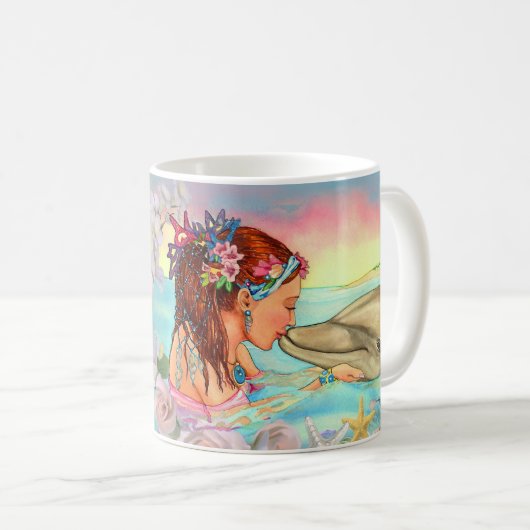 Meerjungfrau-"Delphin-Kuss" Schale durch Schempp Kaffeetasse (VorderseiteRechts)