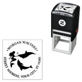 Meerjungfrau, Delphinen Silhouette Name Rücksendea Permastempel (Beispiel)