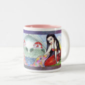 Meerjungfrau-Delphinfairytale-Kaffee-Tee-Tasse Zweifarbige Tasse (VorderseiteRechts)