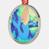 Meerjungfrau-Design mit blauem Schwanz Silbernes Ornament (Links)