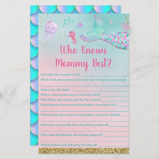 Meerjungfrau, die das beste Spiel der Mama kennt (Vorne/Hinten)