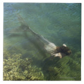Meerjungfrau, die underwater schwimmt fliese (Vorderseite)