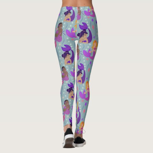 Meerjungfrau Diversity Leggings - Rosa, Lila, Aqua (Rückseite)