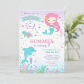 Meerjungfrau Dolphin Einladung - Unter Meer (Stehend Vorderseite)