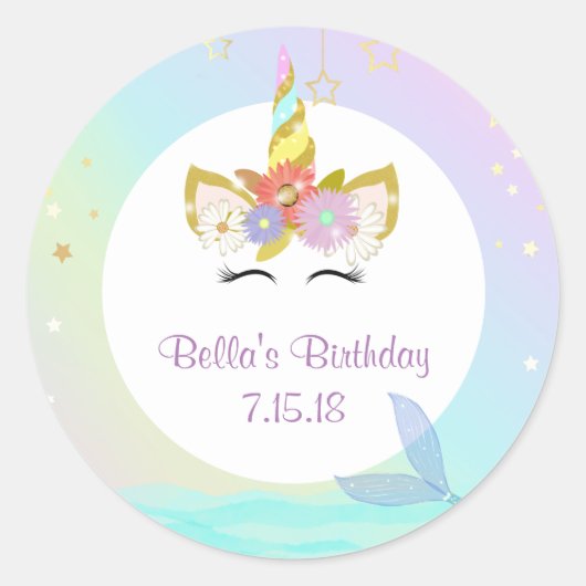 Meerjungfrau-Einhorn-Aufkleber Runder Aufkleber (Vorderseite)