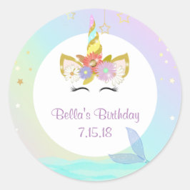 Meerjungfrau-Einhorn-Aufkleber Runder Aufkleber