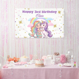 Meerjungfrau-Einhorn-Geburtstagsfeier-Banner Banner