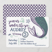 Meerjungfrau Einladung (Vorne/Hinten)