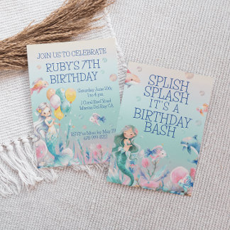 Meerjungfrau Einladung am Geburtstag