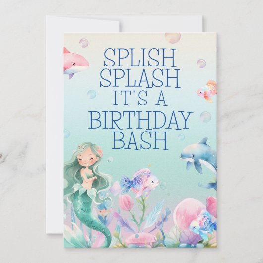 Meerjungfrau Einladung am Geburtstag (Vorderseite)
