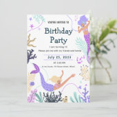 Meerjungfrau Einladung für eine Untersee Geburtsta (Stehend Vorderseite)