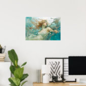 Meerjungfrau entspannend an der Oberfläche Poster (Heimbüro)