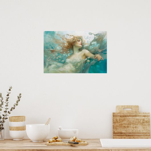 Meerjungfrau entspannend an der Oberfläche Poster (Küche)